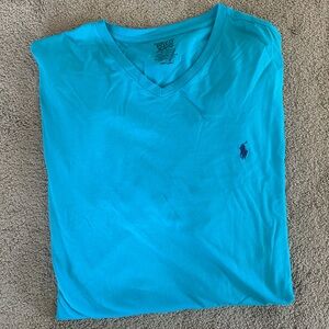 Polo by Ralph Lauren Men's Blue V-Neck Tee
